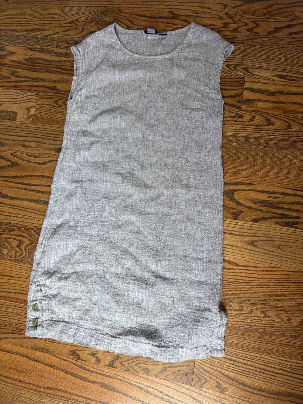 Tahari Sleeveless Linen Shift Dress in Light Heather Gray, XS
